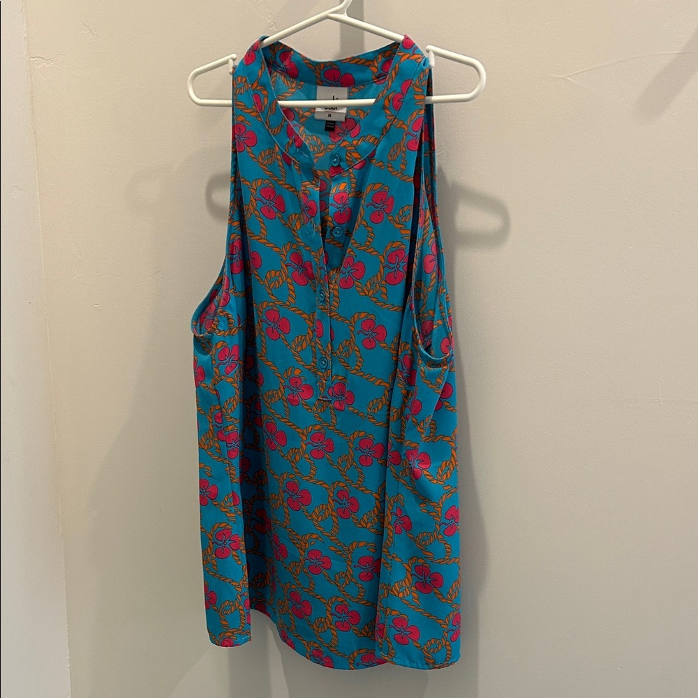 CAbi Turquoise and Fuchsia Floral Tank